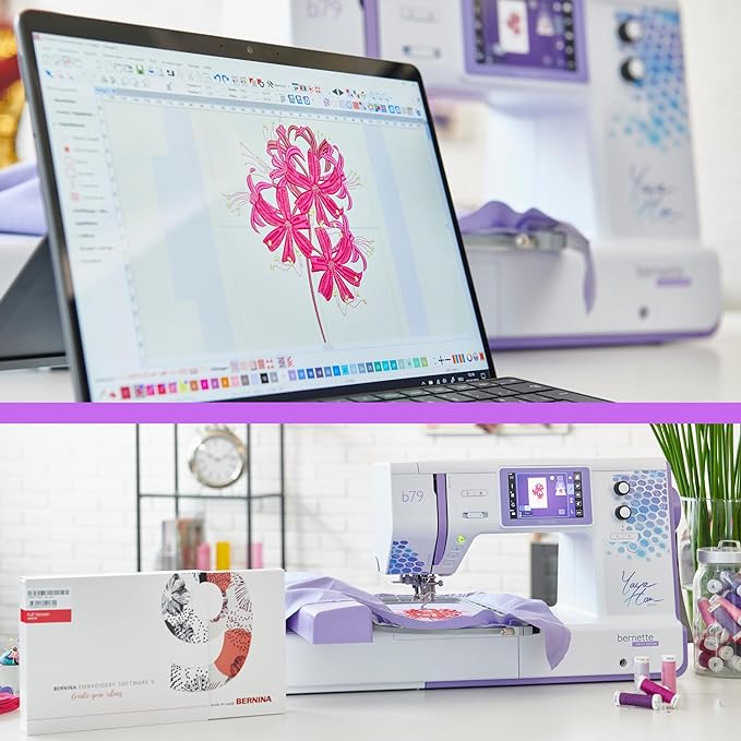 Bernette 79 Yaya Han Edition Sewing and Embroidery Machine Deluxe Bundle for Experts and Beginners Sewing Machine