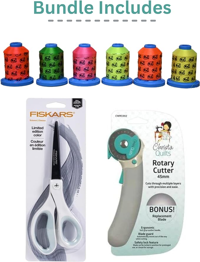 Ever Sewn EverSewn Ce line Sewing Machine Bundle with 6 Pack Threads, Scissors and Rotary Cutter - Perfect for The Creative Sewer and Quilter