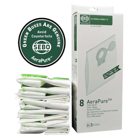 SEBO Airbelt D Ultra 3-Ply AeraPure Filter Bags - 8 Pack