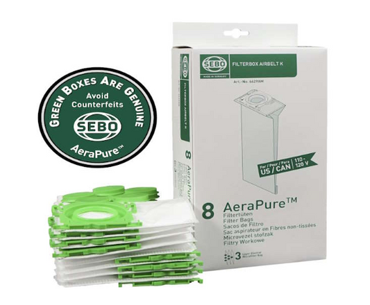 SEBO Airbelt K 3-ply Filter Bags - 216 pack