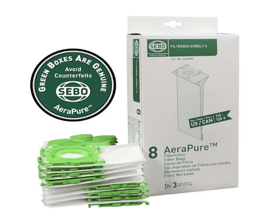 SEBO Airbelt K 3-ply Filter Bags - 72 pack