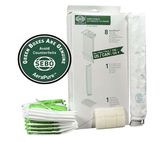 SEBO X Bags, Filters, and Sealing Strip Service Box 5828