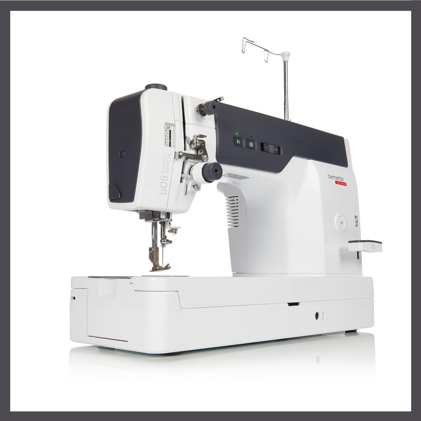 Bernette B08 Straight Stitch Sewing Machine | 1600 Stitches Per Minute | Exclusive Bundle with Quilt Making Kit, Presser Foot Kit, Needles, Bobbins, Extension Table, LED Light, Threader for Quilters