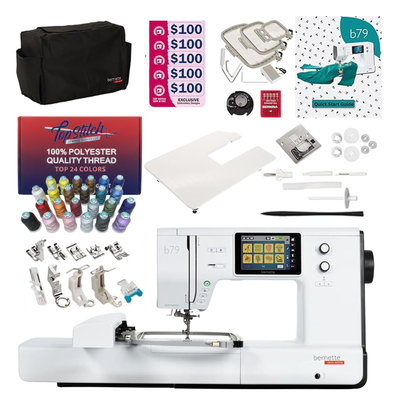 Bernette B79 Sewing & Embroidery Machine Combo – Computerized Touchscreen Machine with 3 Hoops, EverSewn Thread Set & $500+ Embroidery Design Tools Bundle
