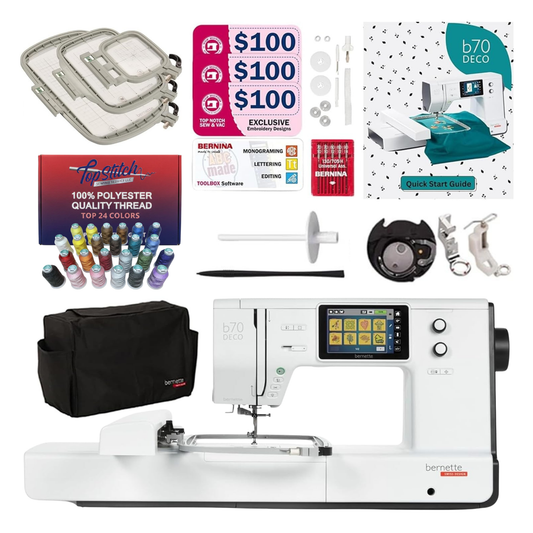Bernette B70 DECO Embroidery Machine + Designer Bundle – Precision Embroidery Made Simple