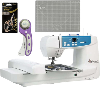 EverSewn Sparrow X2 Sewing & Embroidery Machine Bundle Deal – Includes Two Hoops, Cutting Tools & Accessories