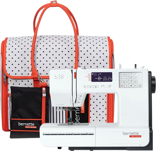 Bernette B38 Computerized Sewing Machine Bundle with 394 Stitches, 8 Buttonholes, Extension Table & Free Bernette Tote Bag