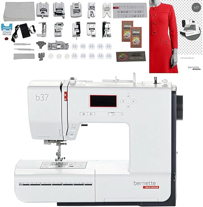 Bernette b37 Complete Sewing Bundle – Computerized Sewing Machine with Presser Feet, Bobbins & Accessories