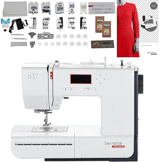 Bernette b37 Complete Sewing Bundle – Computerized Sewing Machine with Presser Feet, Bobbins & Accessories