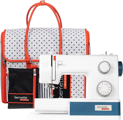 Bernette B05 Academy Sewing Machine Bundle with 30 Stitches, 12 Presser Feet, Extension Table & Exclusive Bernette Tote Bag
