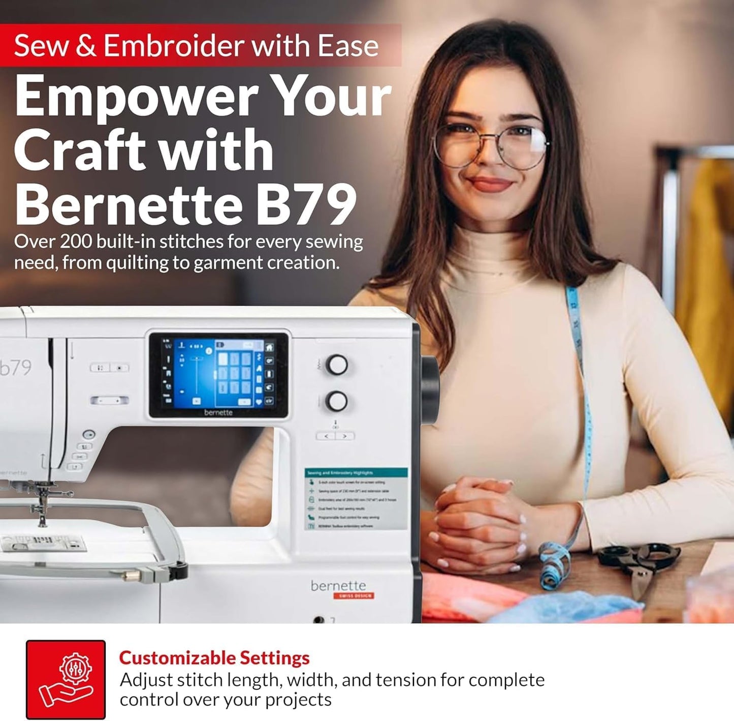 Bernette B79 Sewing and Embroidery Machine - Over $500 Worth Embroidery Bundle