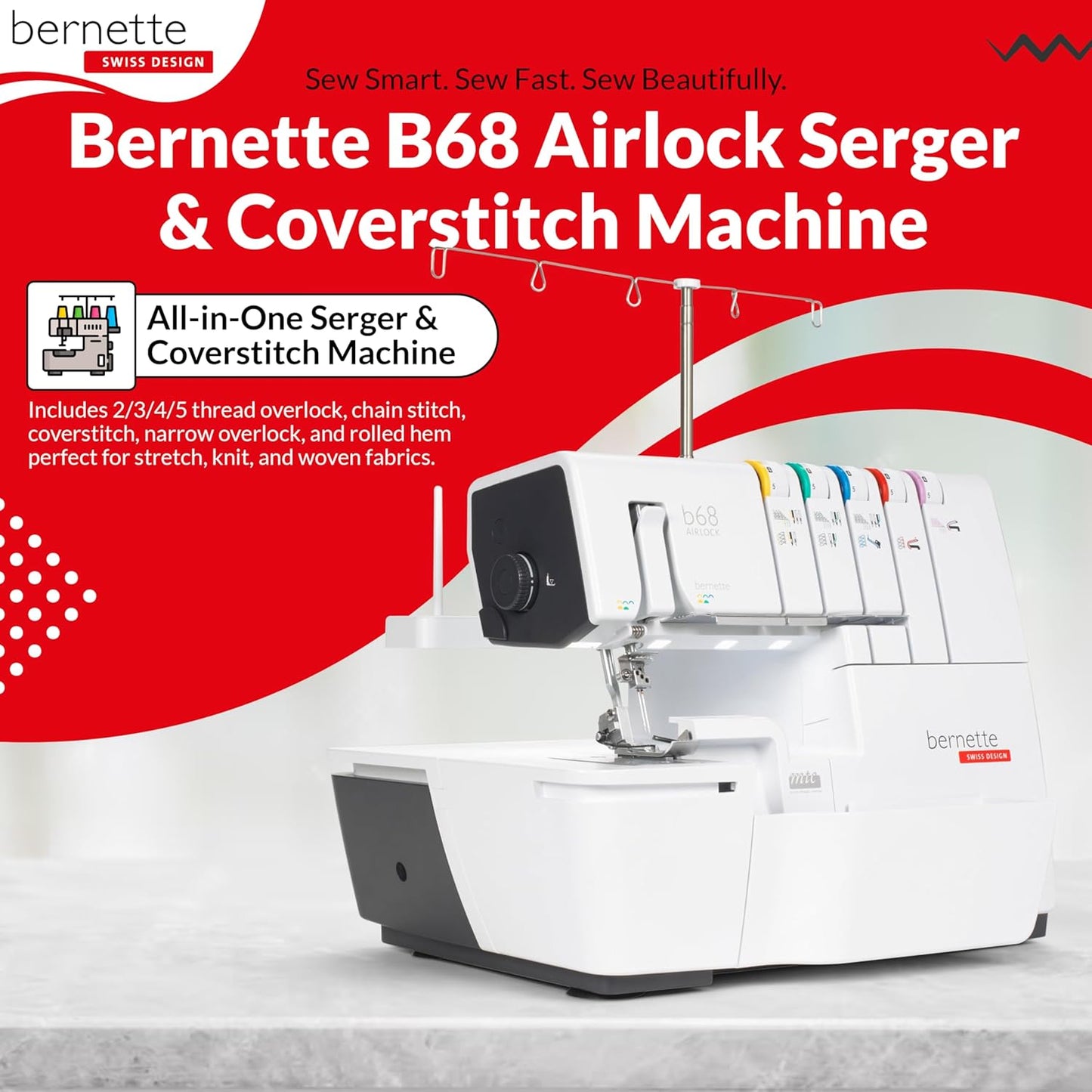 Bernette b68 AIRLOCK Combo Serger Machine Bundle