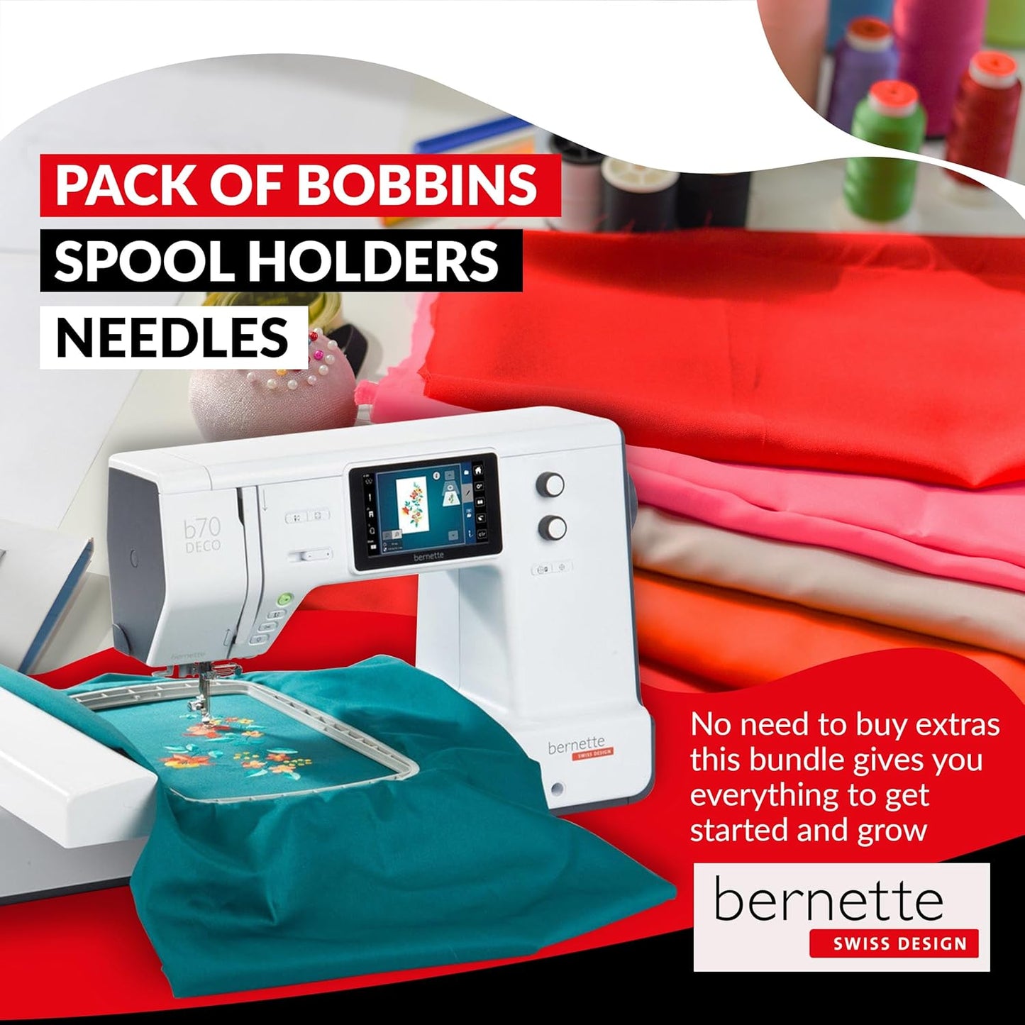 Bernette B70 DECO Embroidery Machine + Designer Bundle – Precision Embroidery Made Simple