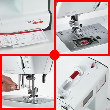 Bernette B38 Computerized Sewing Machine Bundle with 394 Stitches, 8 Buttonholes, Extension Table & Free Bernette Tote Bag