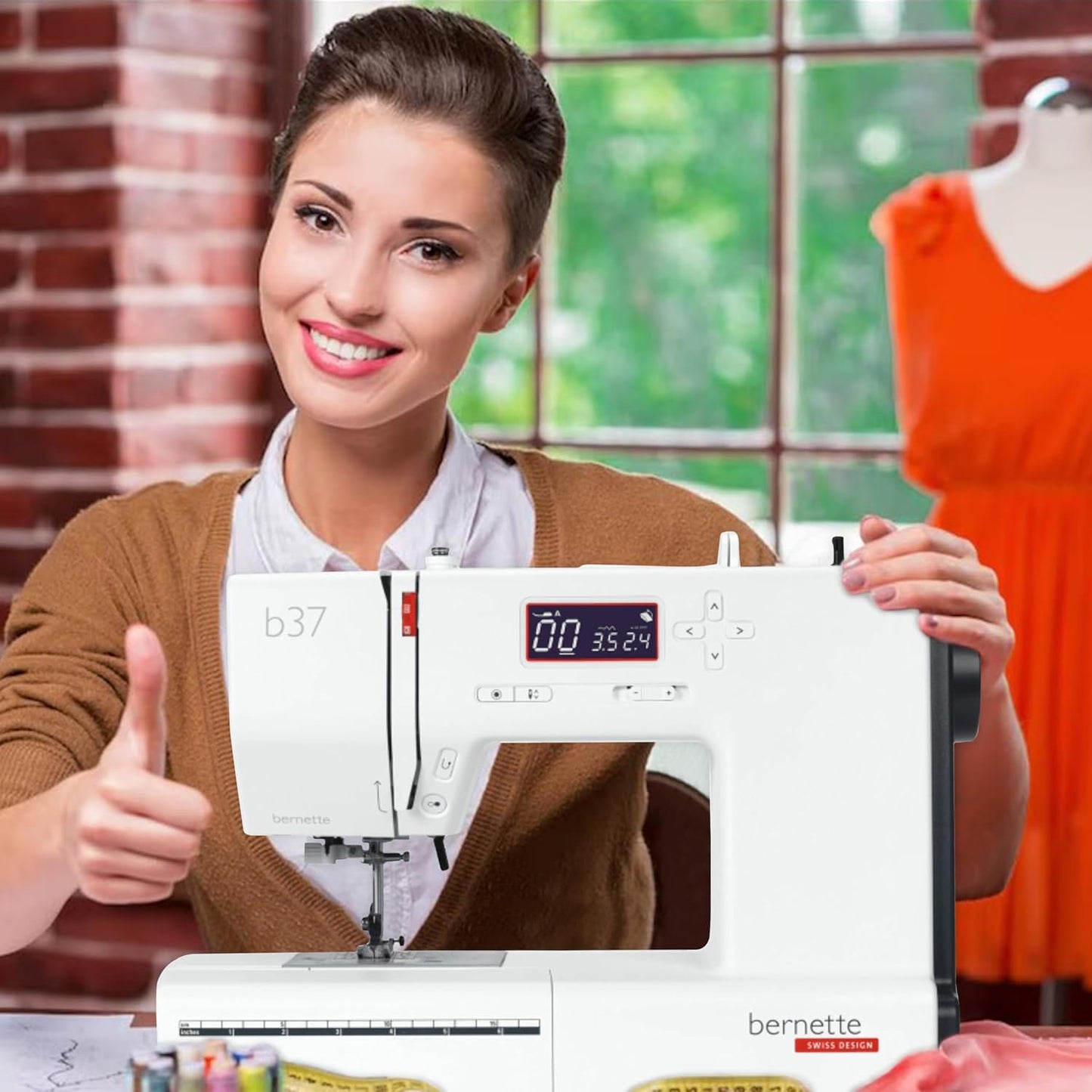 Bernette B37 Computerized Sewing Machine Bundle with 50 Stitches, Quilting Kit, LCD Display & Free Bernette Tote Bag