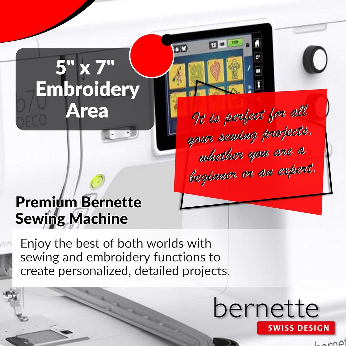 Bernette B70 DECO Embroidery Machine + Designer Bundle – Precision Embroidery Made Simple