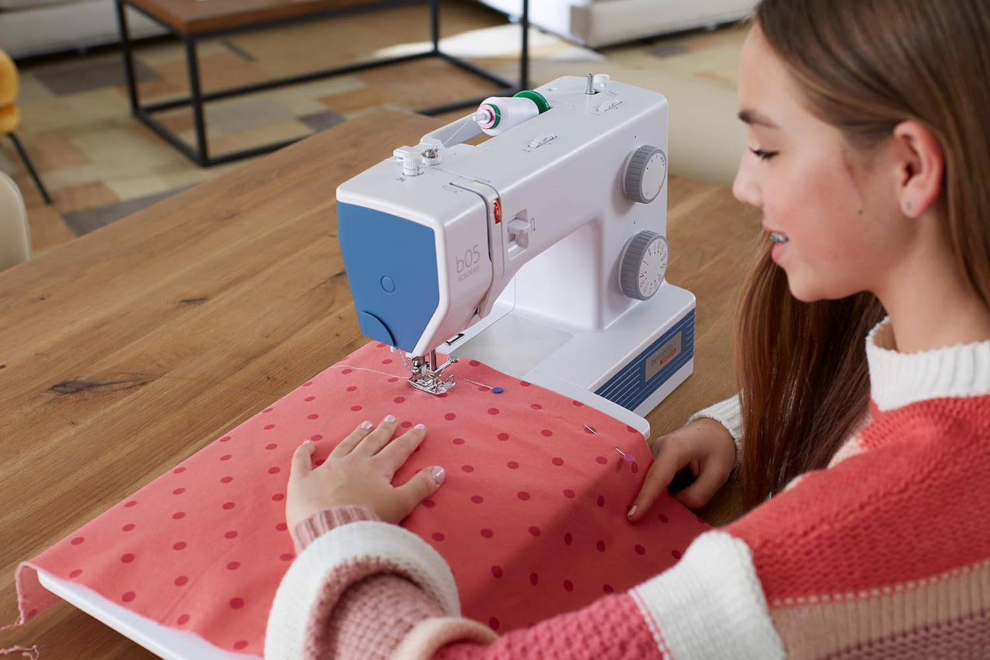 Bernette B05 Academy Sewing Machine Bundle with 30 Stitches, 12 Presser Feet, Extension Table & Exclusive Bernette Tote Bag