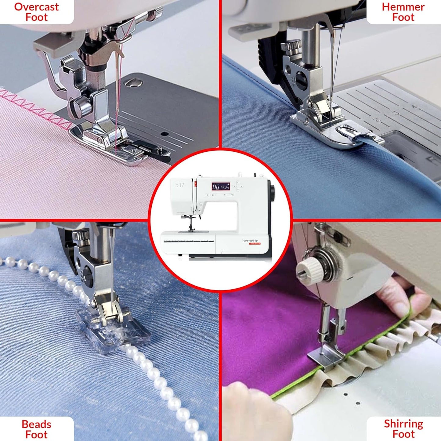 Bernette B37 Computerized Sewing Machine Bundle with 50 Stitches, Quilting Kit, LCD Display & Free Bernette Tote Bag