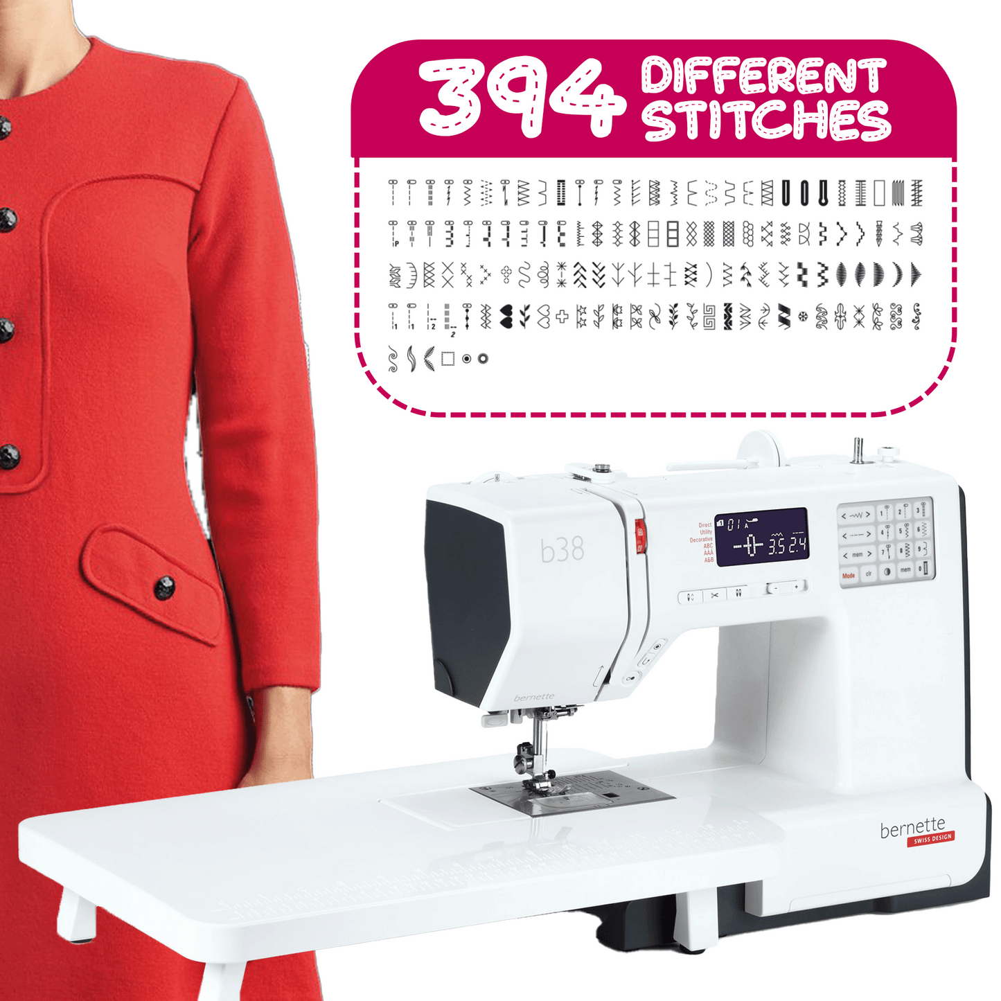 Bernette B38 Affordable Sewing Machine - $200 Worth Quilting Bundle