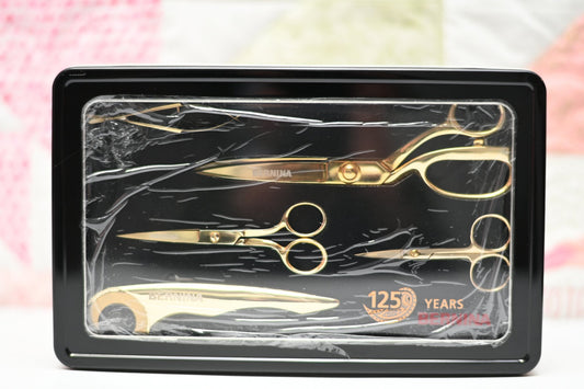 BERNINA 125th Anniversary Limited Edition Gold Scissor Set & Rotary Cutter + Case