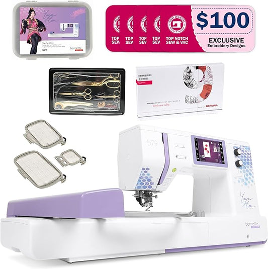 Bernette 79 Yaya Han Edition Sewing and Embroidery Machine Deluxe Bundle for Experts and Beginners Sewing Machine