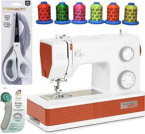 Bernette B05 Crafter Sewing Machine Bundle with 6 Pack Threads, Scissors and Rotary Cutter