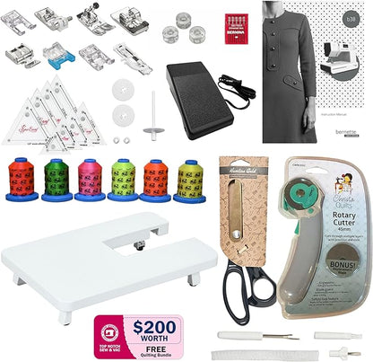 Bernette B38 Affordable Computerized Sewing Machine with $200 Quilting Bundle - Heavy-Duty Performance, Versatile for Experts and Beginners - Precision Craftsmanship for Creative Excellence