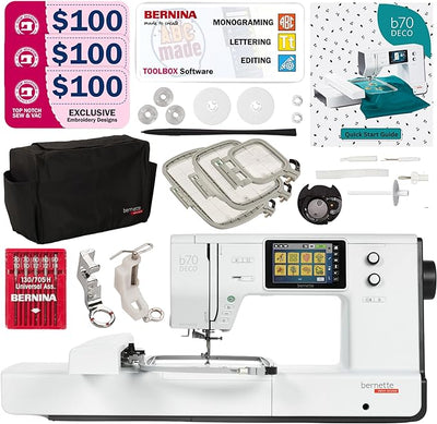 Bernette b70 DECO Computerized Embroidery Machine Bundle