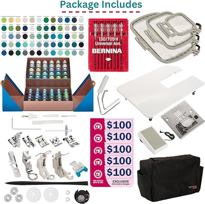 Bernette B79 Sewing & Embroidery Machine - Deluxe Embroidery Design Tools Bundle (Over $500 Embroidery Design Tools and 60 pcs Thread)