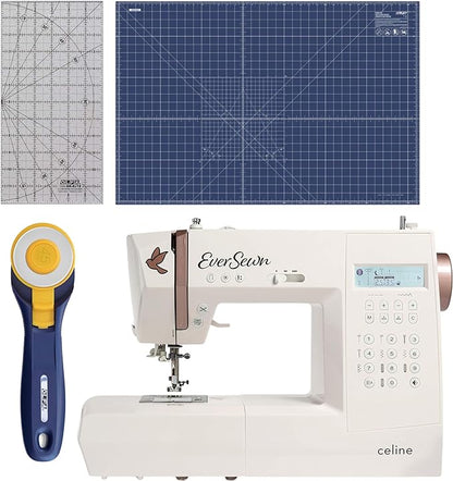 Ever Sewn EverSewn Ce line Sewing Machine Bundle with Quilting and Sewing Kit - 1 Rotary Cutter, 1 Rotary Mat and 1 Non-Slip Frosted Acrylic Ruler for Creative Sewing Enthusiasts