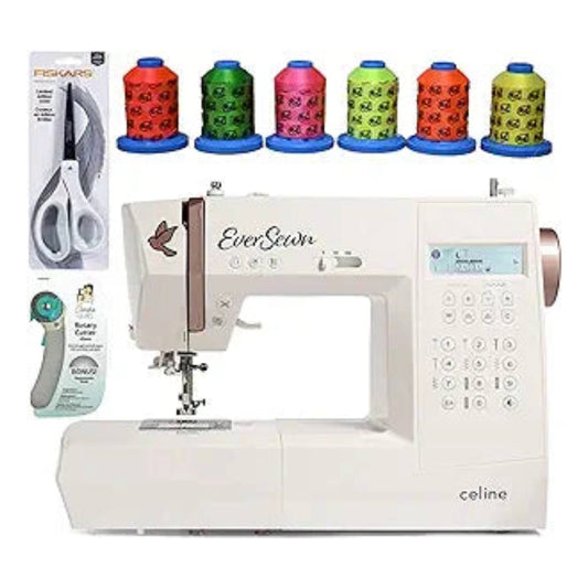 Ever Sewn EverSewn Ce line Sewing Machine Bundle with 6 Pack Threads, Scissors and Rotary Cutter - Perfect for The Creative Sewer and Quilter