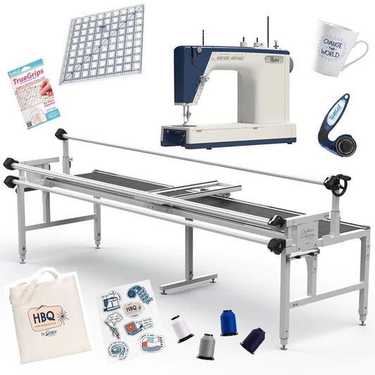 Grace Little Rebel Sewing & Quilting Machine (with Grace Quilter's Evolution Elite Rolling Frame 12') - with FREE Accessory Bundle