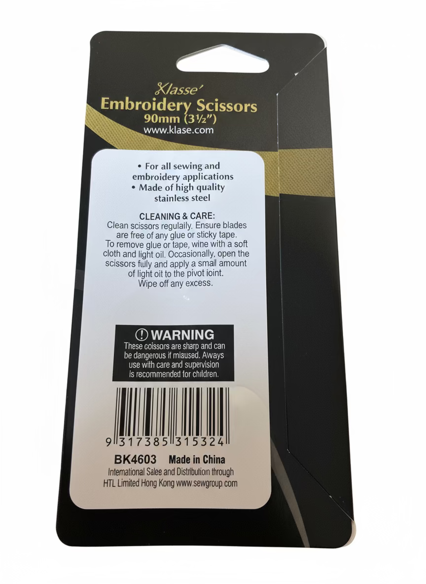 Klasse' Stainless Steel Embroidery Scissors 3.5 inch (90mm)