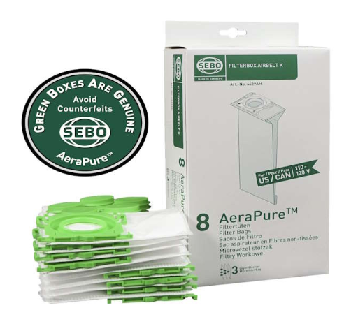 SEBO Airbelt K 3-ply Filter Bags - 8 pack