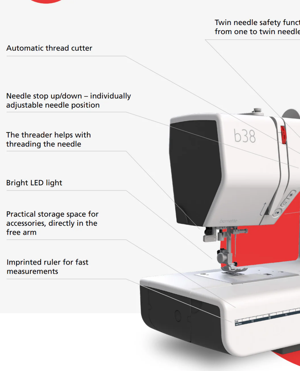 Bernette B38 Swiss Design Computerized Sewing Machine features