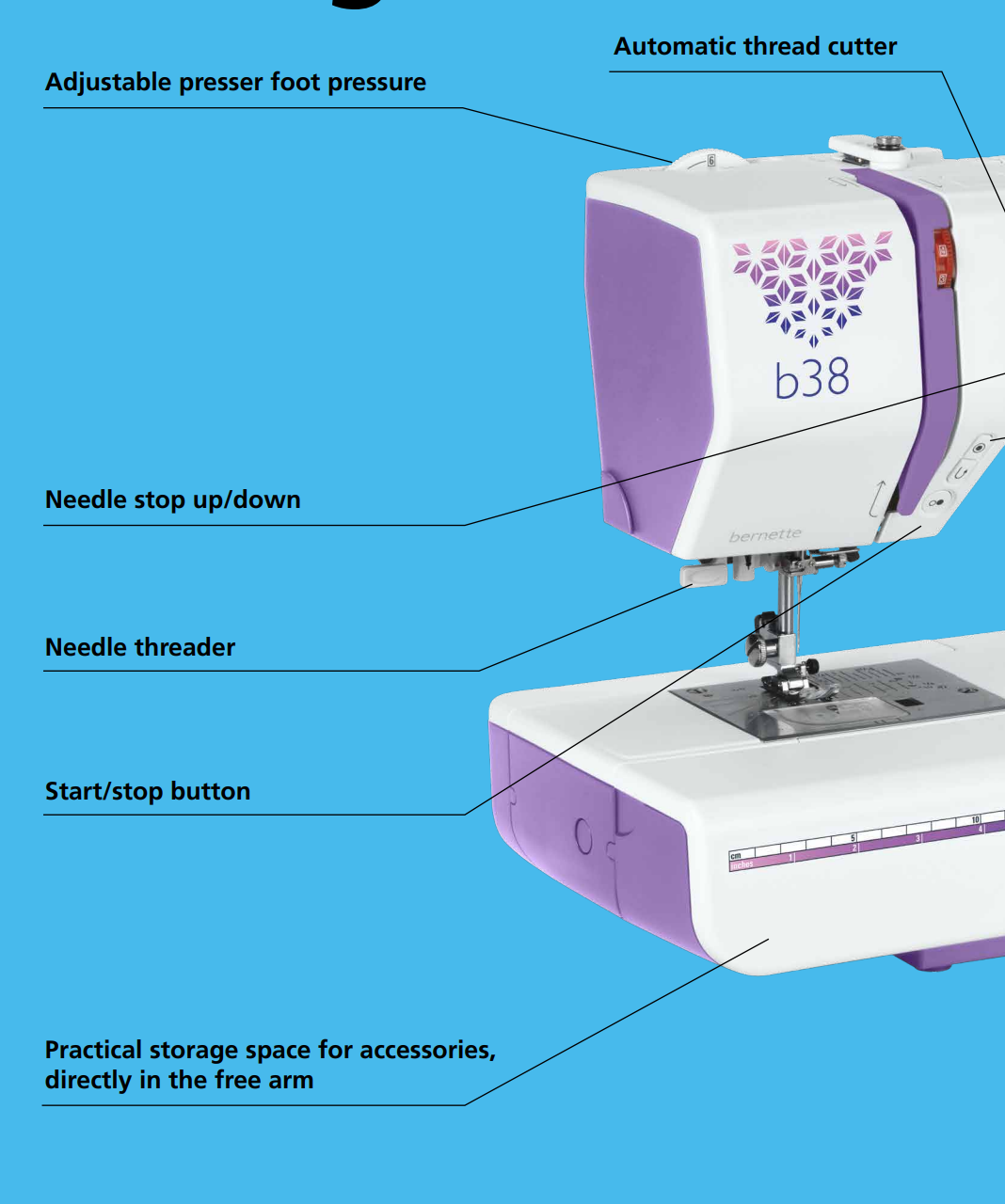 Bernette b38 Yaya Han Edition Sewing Machine features
