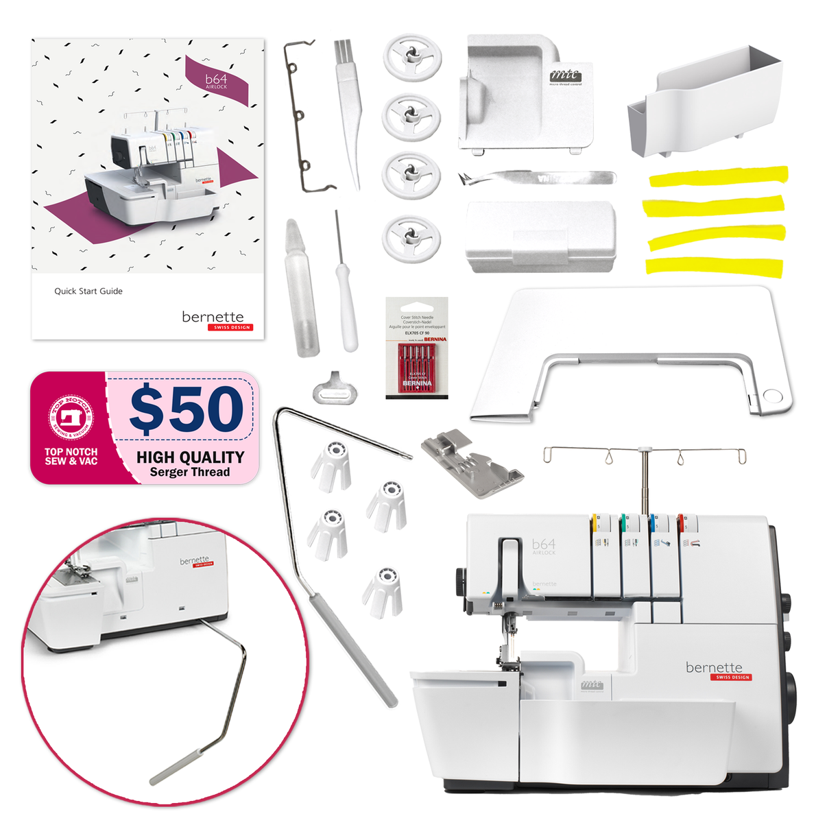 B64 Airlock Air Threading Serger Machine Bundle Top Notch