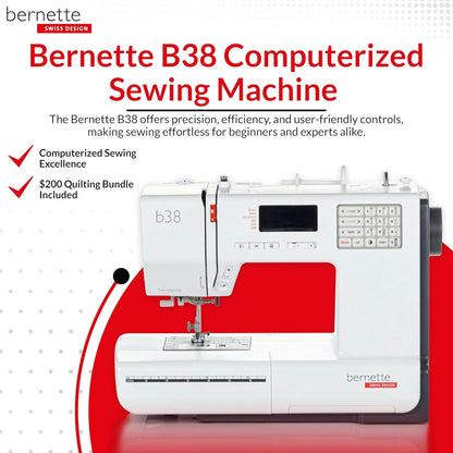 Bernette b38 Sewing Machine + Premium Carry Tote Bag Bundle – Computerized Precision for Confident Sewing