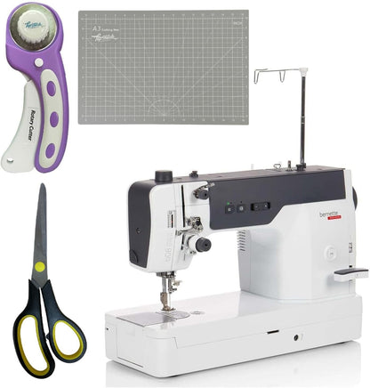 Bernette b08 Straight Stitch Sewing Machine + Rotary Cutter, 12×18 Cutting Mat & Hamilton Gold Scissors – Precision Power for Quilting & Sewing Professionals