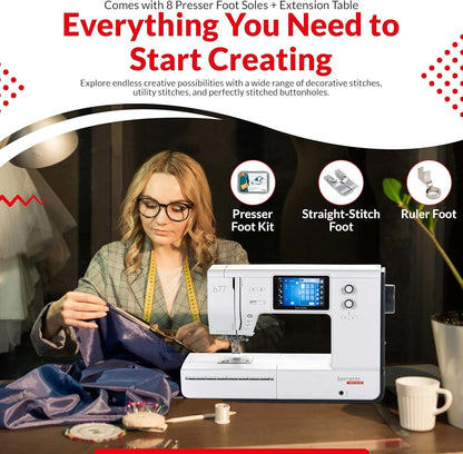 Bernette b77 Sewing & Quilting Machine + Top Stitch Cutting Set – Computerized Precision Meets Creative Freedom