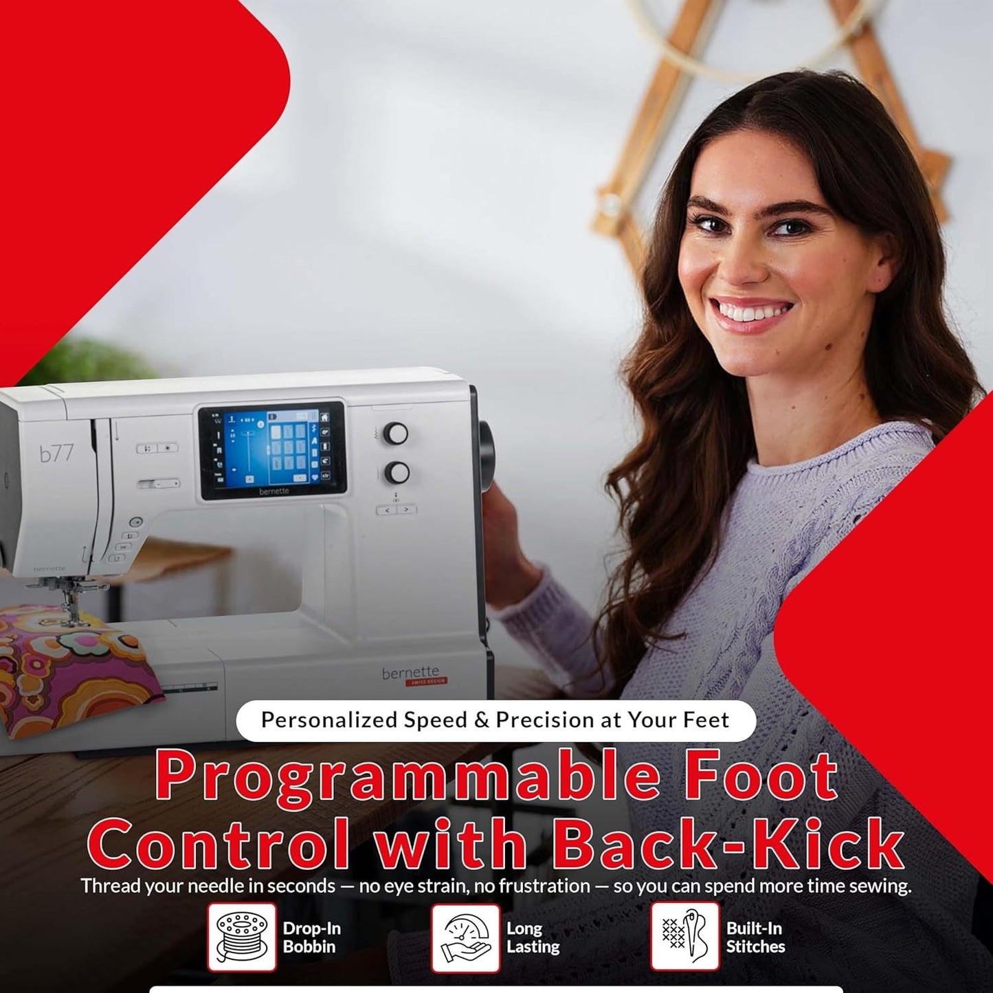 Bernette b77 Sewing & Quilting Machine + Top Stitch Cutting Set – Computerized Precision Meets Creative Freedom