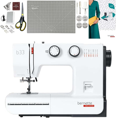 Bernette B33 Complete Sewing Machine Kit with 23 Stitches, LED Light, Rotary Mat, Scissors & Full Accessories Set