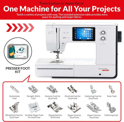 Bernette b77 Sewing & Quilting Machine + Top Stitch Cutting Set – Computerized Precision Meets Creative Freedom
