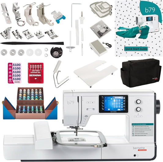 Bernette B79 Sewing & Embroidery Machine Combo – Computerized Touchscreen Machine with 3 Hoops, EverSewn Thread Set & $500+ Embroidery Design Tools Bundle