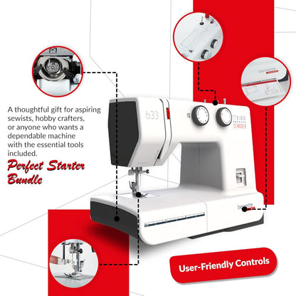 Bernette B33 Complete Sewing Machine Kit with 23 Stitches, LED Light, Rotary Mat, Scissors & Full Accessories Set