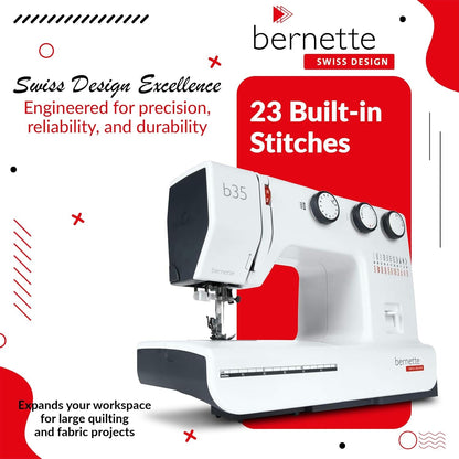 Bernette B35 Complete Sewing Machine Kit with 23 Stitches, Presser Feet, Cutting Mat, Scissors, and Sewing Accessories
