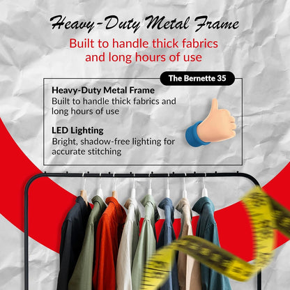 Bernette B35 Complete Sewing Machine Kit with 23 Stitches, Presser Feet, Cutting Mat, Scissors, and Sewing Accessories