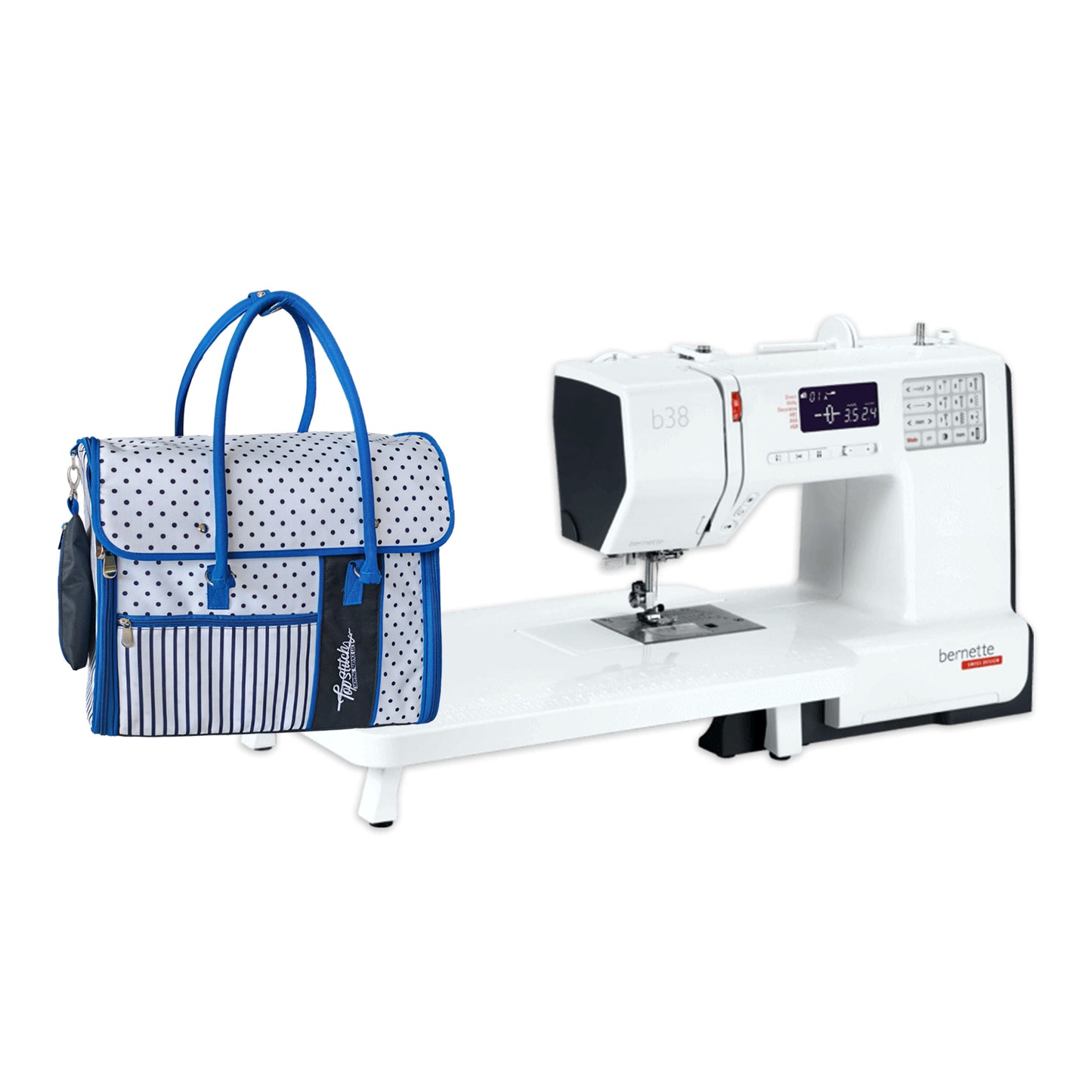 Bernette B38 Swiss Design Computerized Sewing Machine tote bundle.